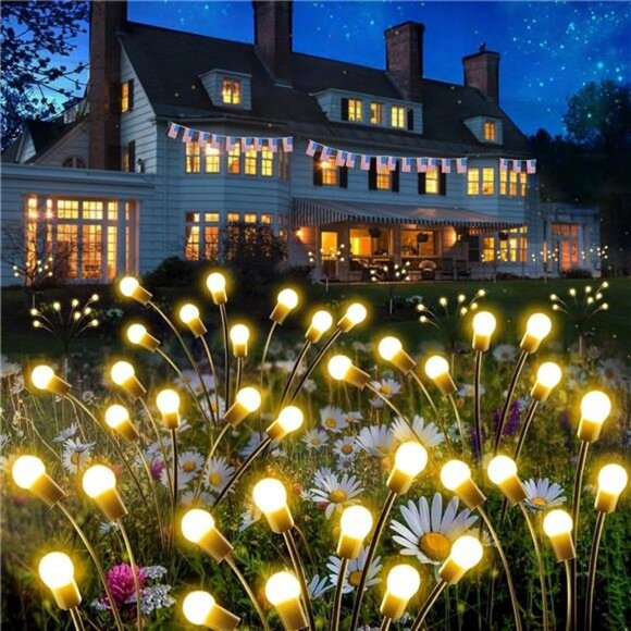 6-Pack Solar Garden Lights, Upgraded 48 LED Firefly Solar Swaying Lights - Picture 1 of 7